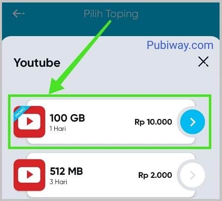 Beli Toping Youtube 100 GB