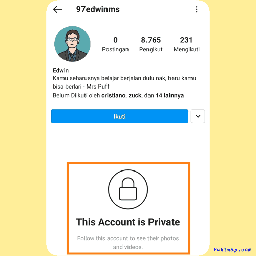 Contoh Akun Instagram yang private