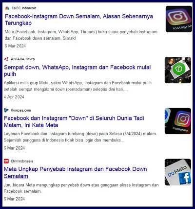 Berita bahwa server instagram down