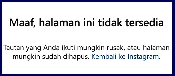 Halaman tidak tersedia di web instagram