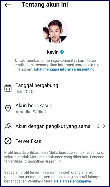 detail tentang akun instagram