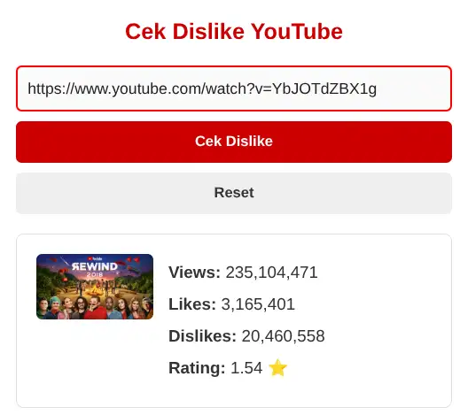 Contoh melihat dislike video youtube 2026